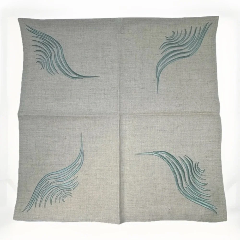 Viabrava‎ 100% Linen Embroidered Placemats Napkins 19 Pieces Abstract Tropical